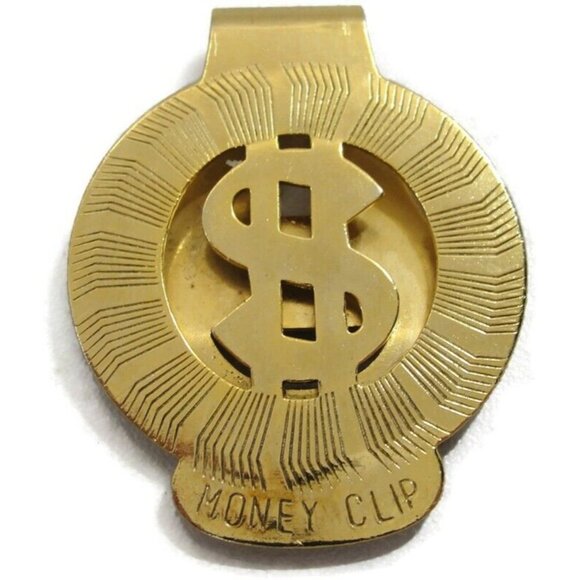 Vintage Circle Dollar Sign Money Clip Men Wallet ID Credit Card Holder - Picture 2 of 8